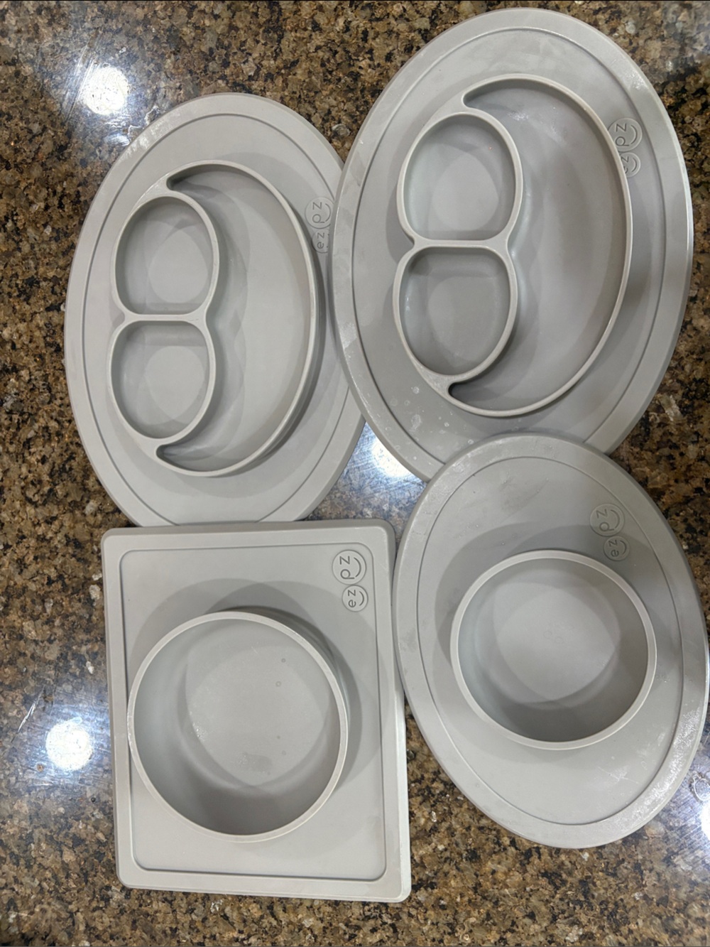 Silicone Suction Baby Plate & Bowl Set - Light Gray